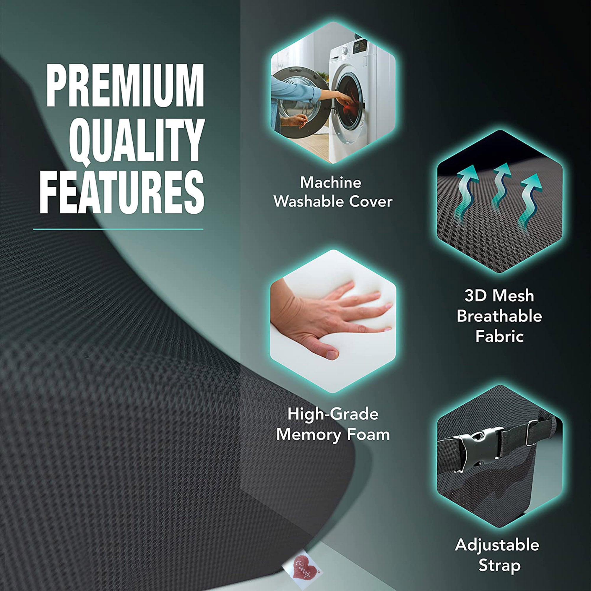 Coozly Orthopedic Half Lumbar Support | High Density Supportive Memory Foam Backrest Cushion