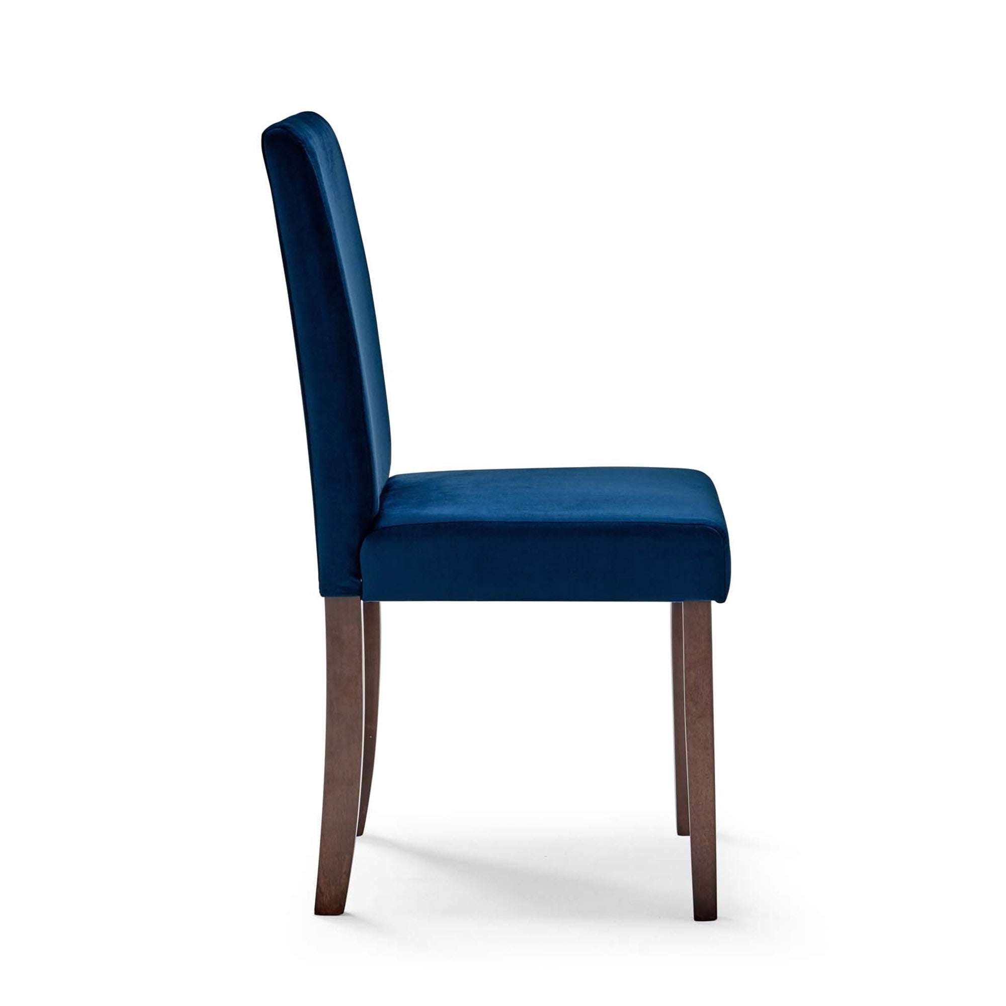 Navy Suede Full Back Solid Wood Dining Chair