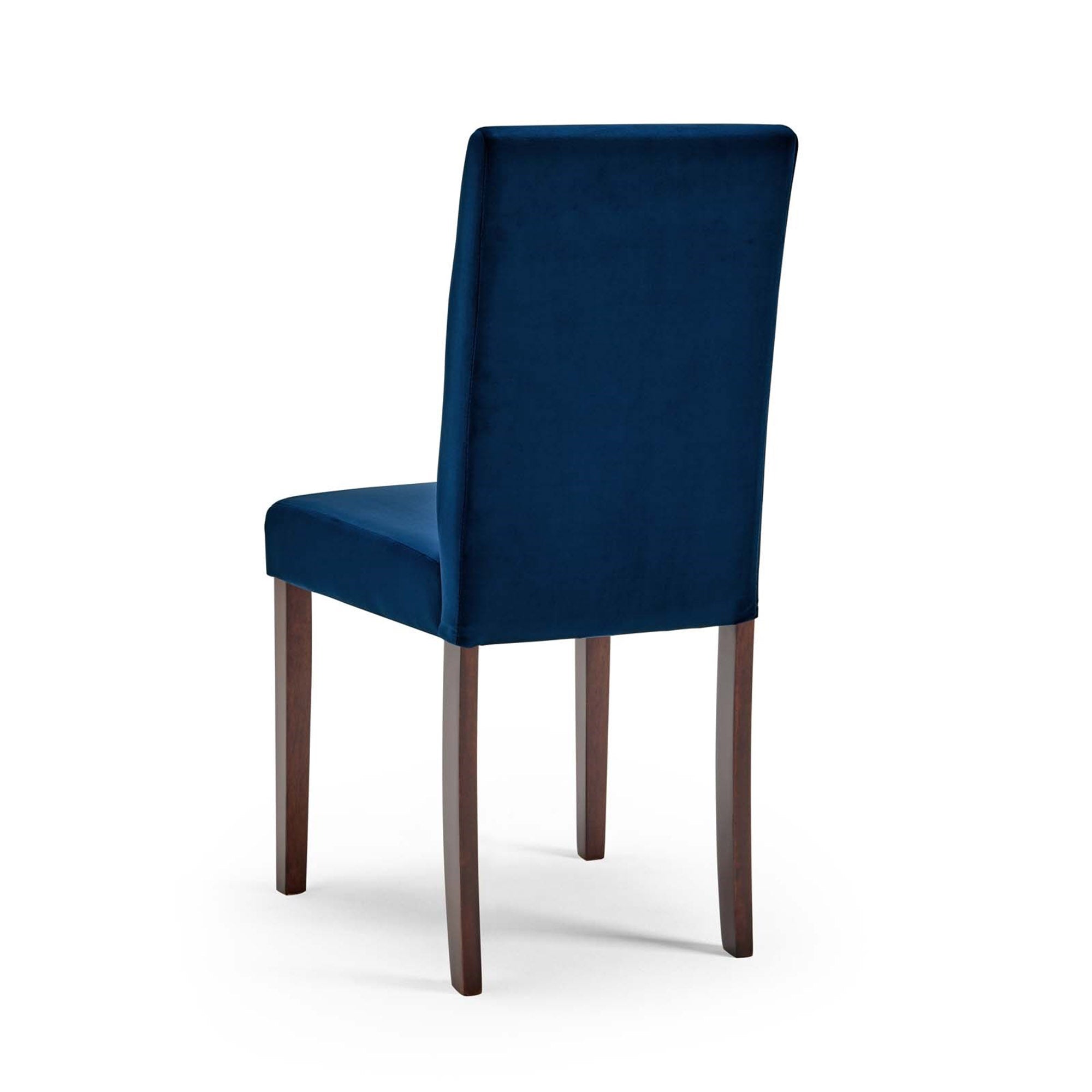 Navy Suede Full Back Solid Wood Dining Chair