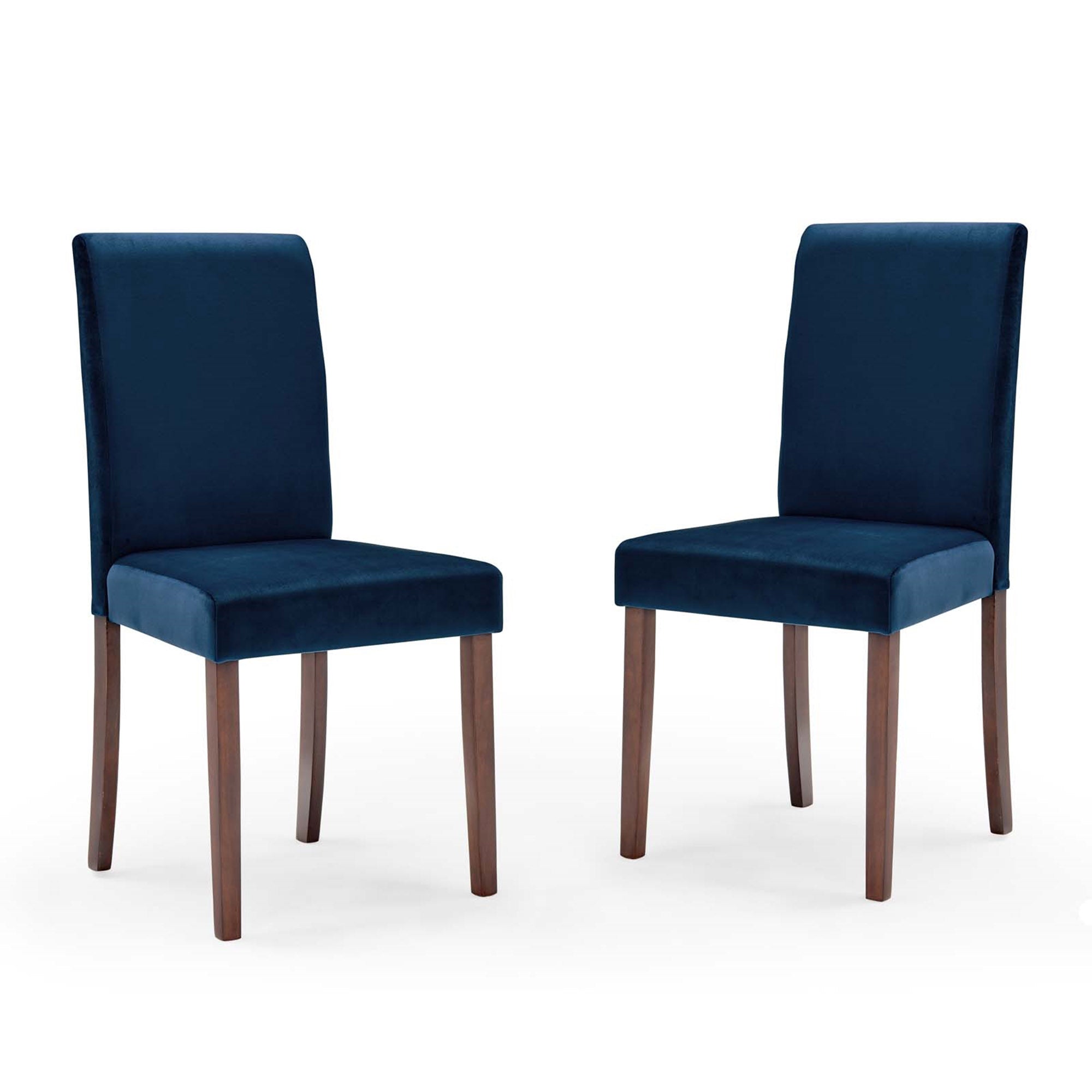 Navy Suede Full Back Solid Wood Dining Chair