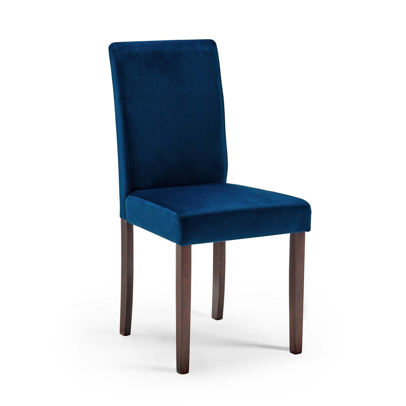 Navy Suede Full Back Solid Wood Dining Chair