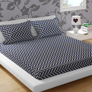 Navy Grey Cotton 200 TC Bedsheet + 4 Pillow Covers