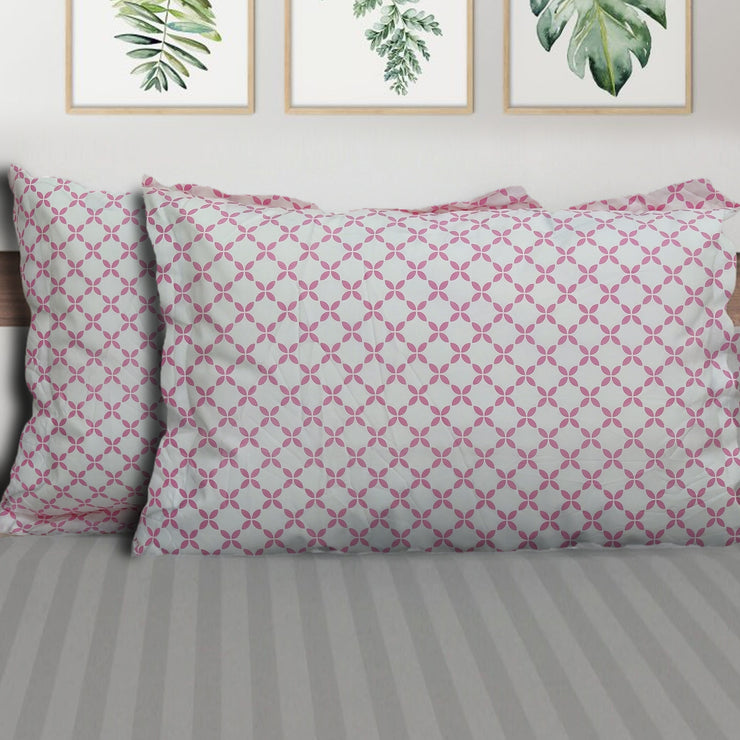 Pink -Set of 2 100% Cotton Pillow Covers -20 X 32 In