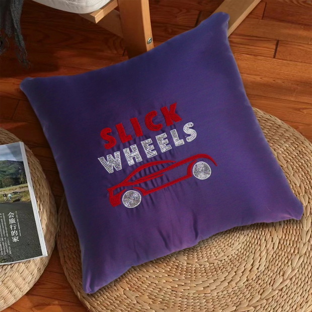 Wheels Hand Embroidered Cushion