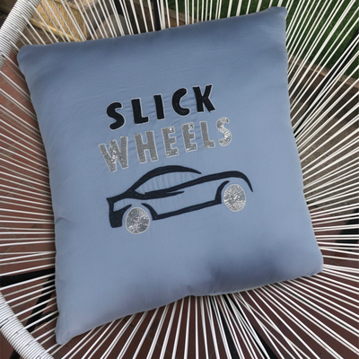 Wheels Hand Embroidered Cushion