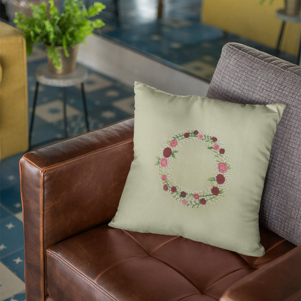 Floral Hand Embroidered Cushion