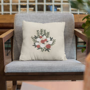 Beige Floral Hand Embroidered Cushion