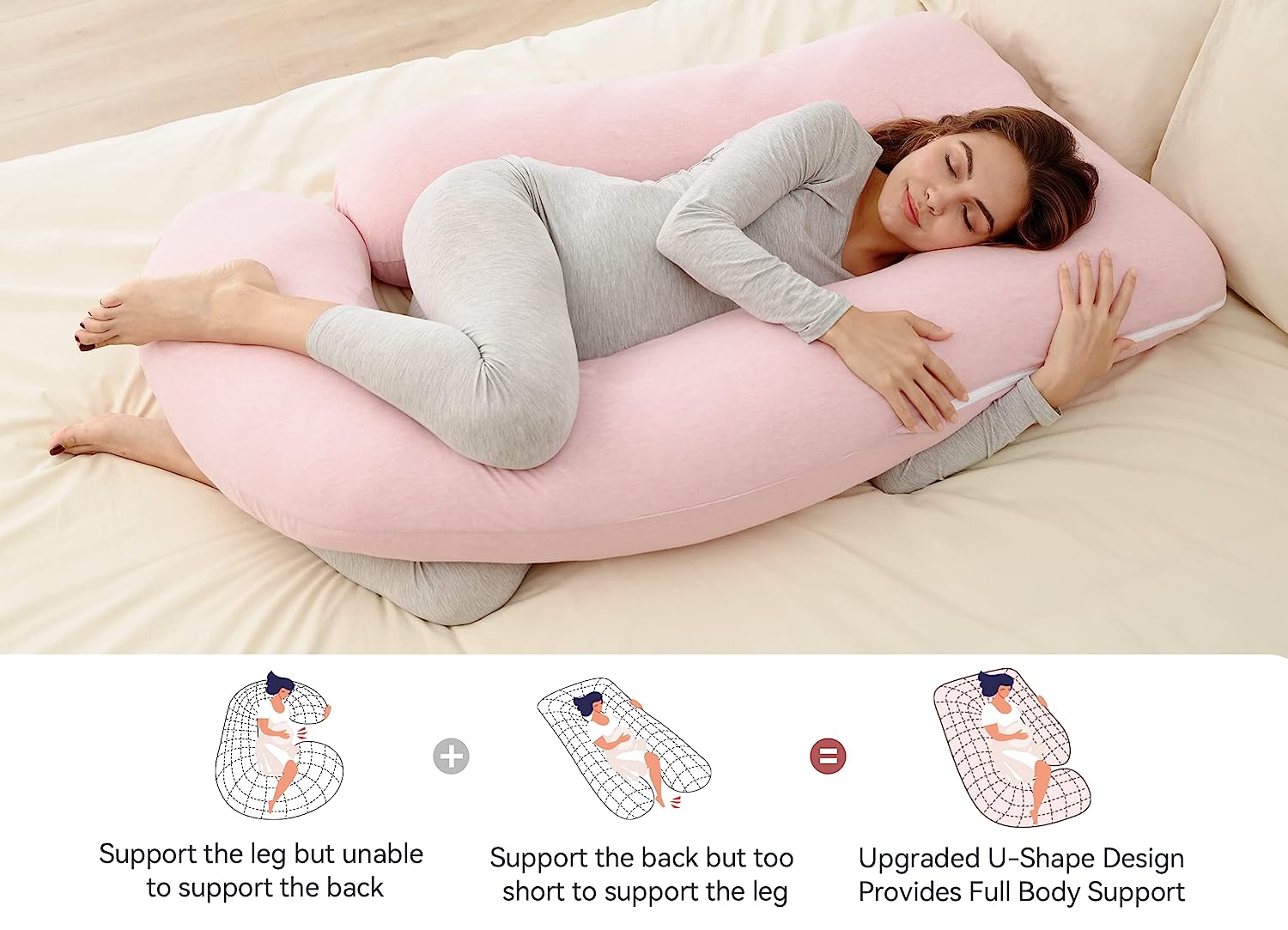 Light Pink - Coozly Belly Back Pregnancy Pillow