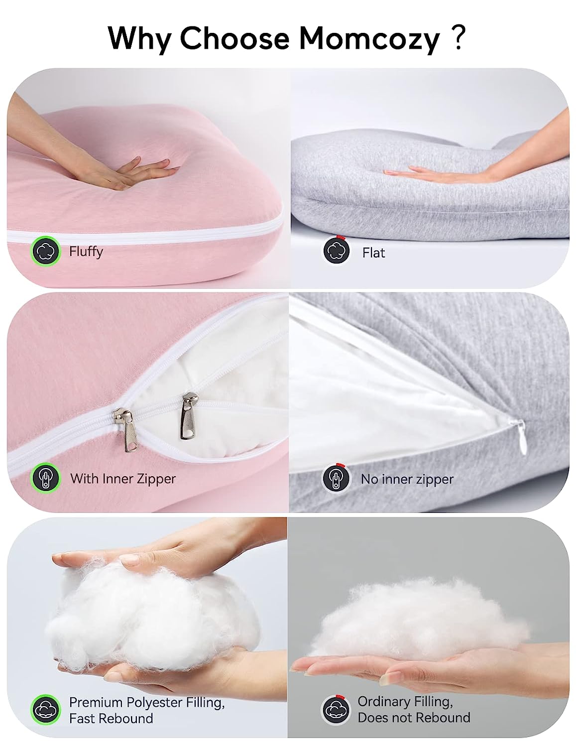 Light Pink - Coozly Belly Back Pregnancy Pillow