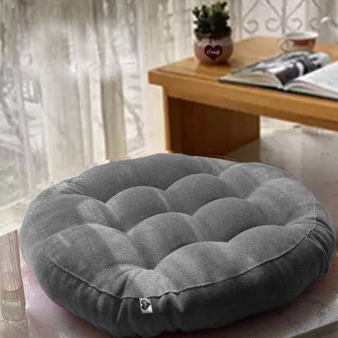 Grey - Velvet Round Floor Cushion