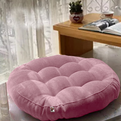 Pink - Velvet Round Floor Cushion
