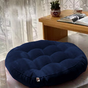 Navy - Velvet Round Floor Cushion