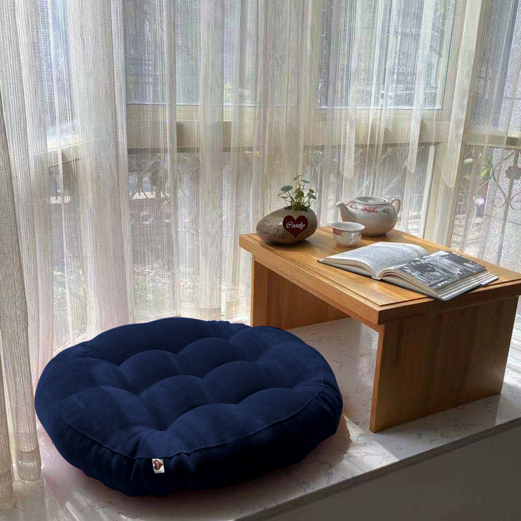 Navy - Velvet Round Floor Cushion