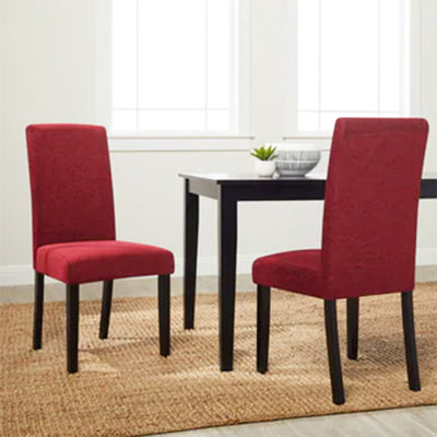 Maroon Suede Full Back Solid Wood Dining Chair