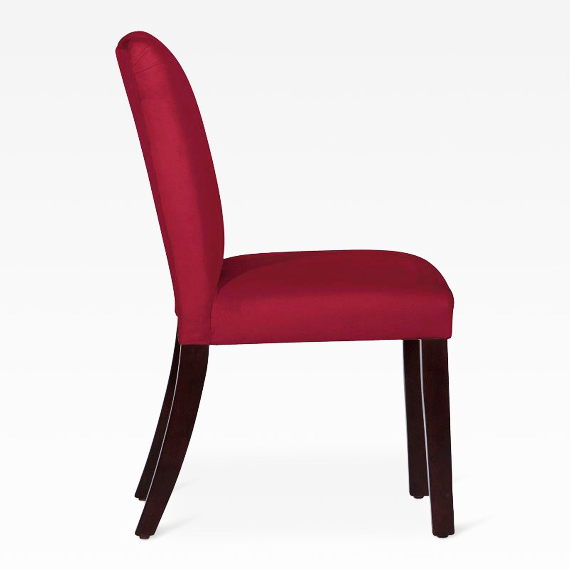 Maroon Suede Full Back Solid Wood Dining Chair