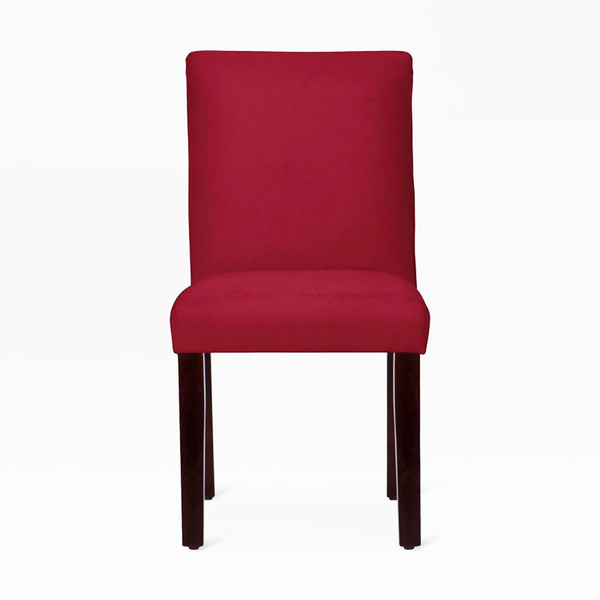 Maroon Suede Full Back Solid Wood Dining Chair