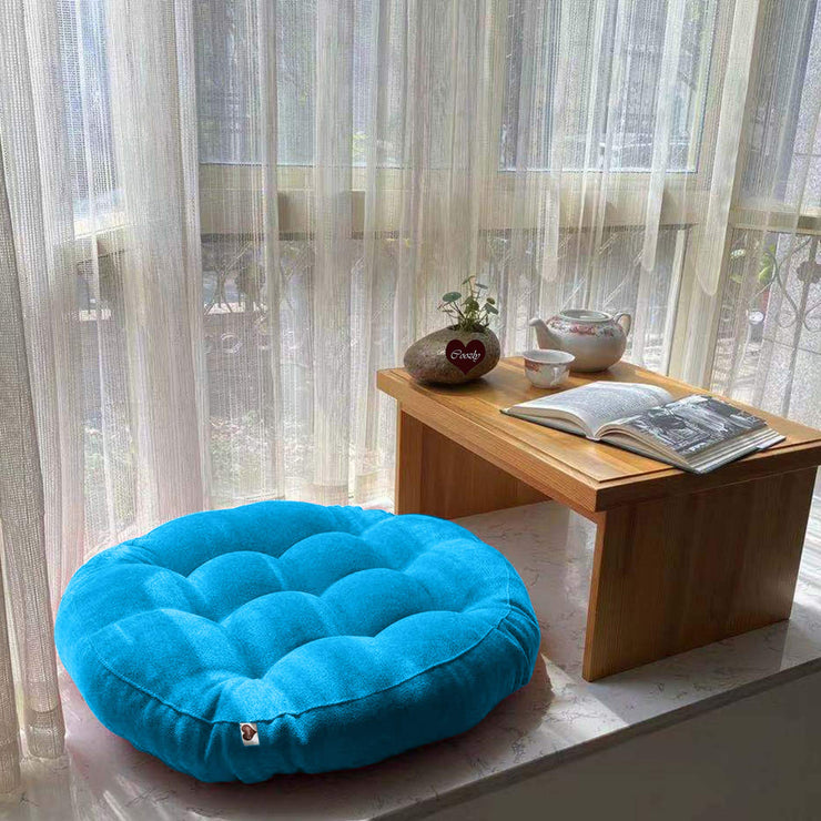 Turquoise - Velvet Round Floor Cushion