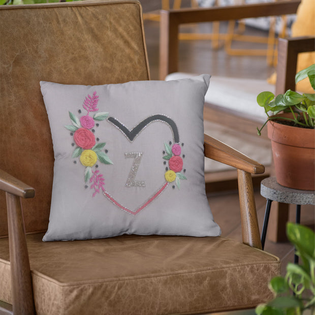 Heart Hand Embroidered Cushion