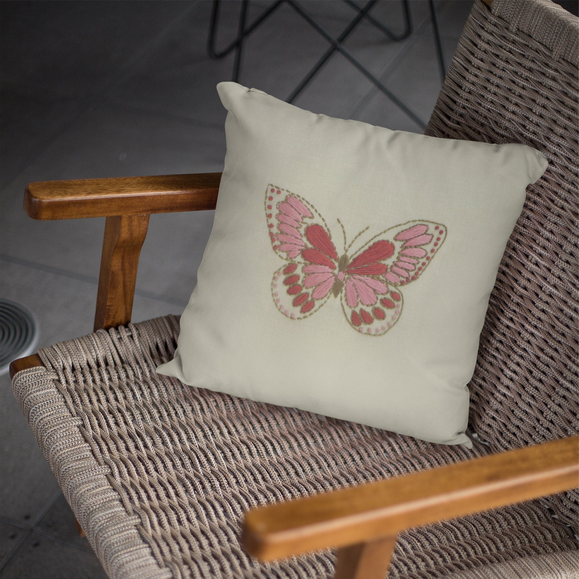 Butterfly Hand Embroidered Cushion