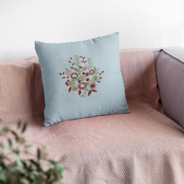 Floral Hand Embroidered Cushion