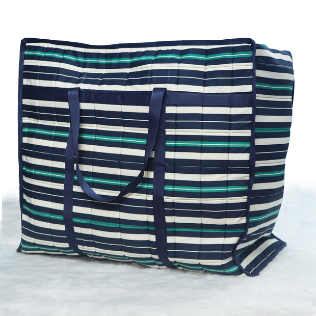 Green Blue Striped Coozly Lancom Zippered Storage Bags