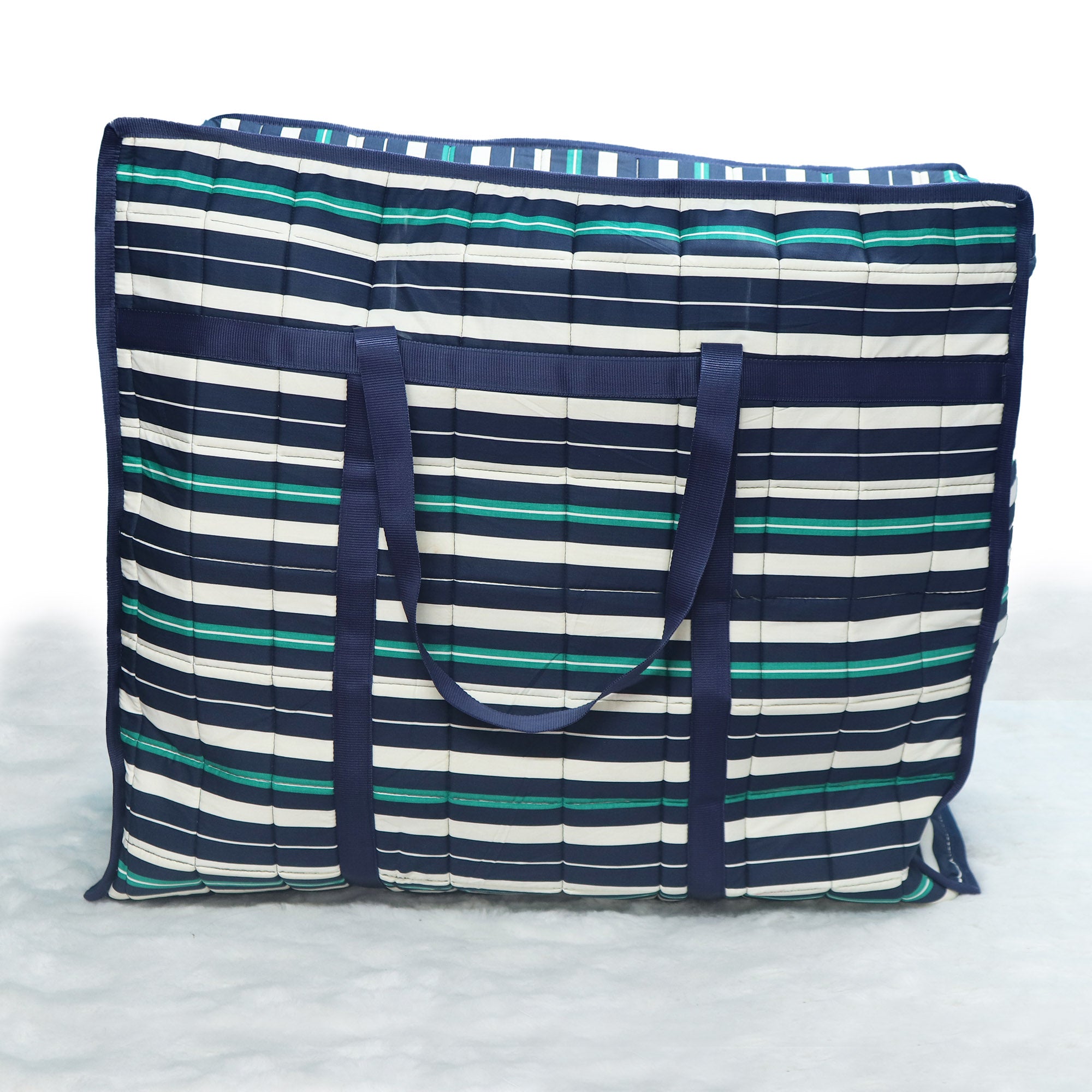 Green Blue Striped Coozly Lancom Zippered Storage Bags