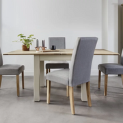 Beige White Wooden Dining Table