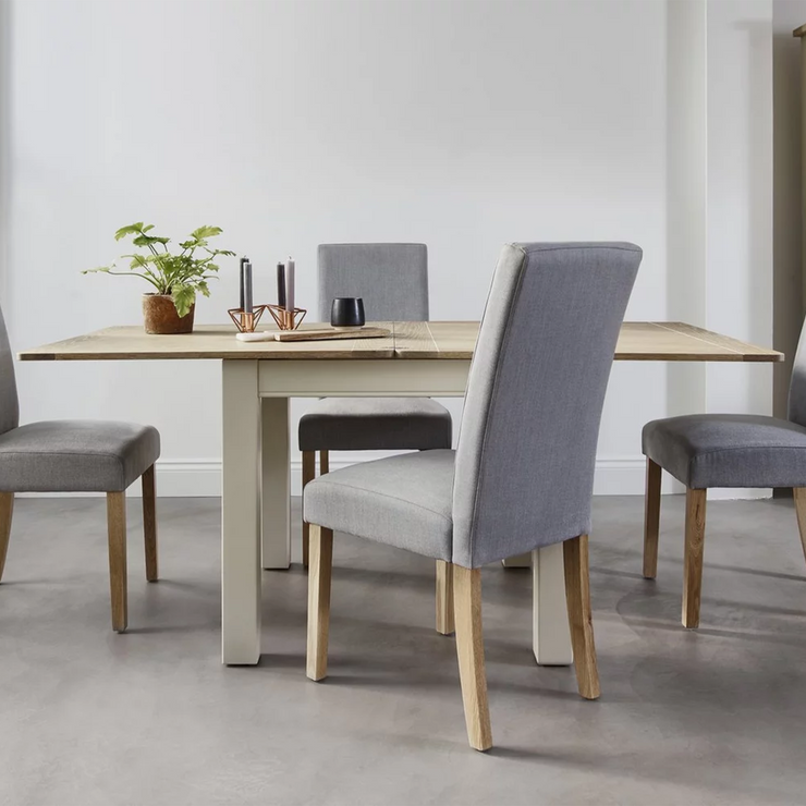 Beige White Wooden Dining Table