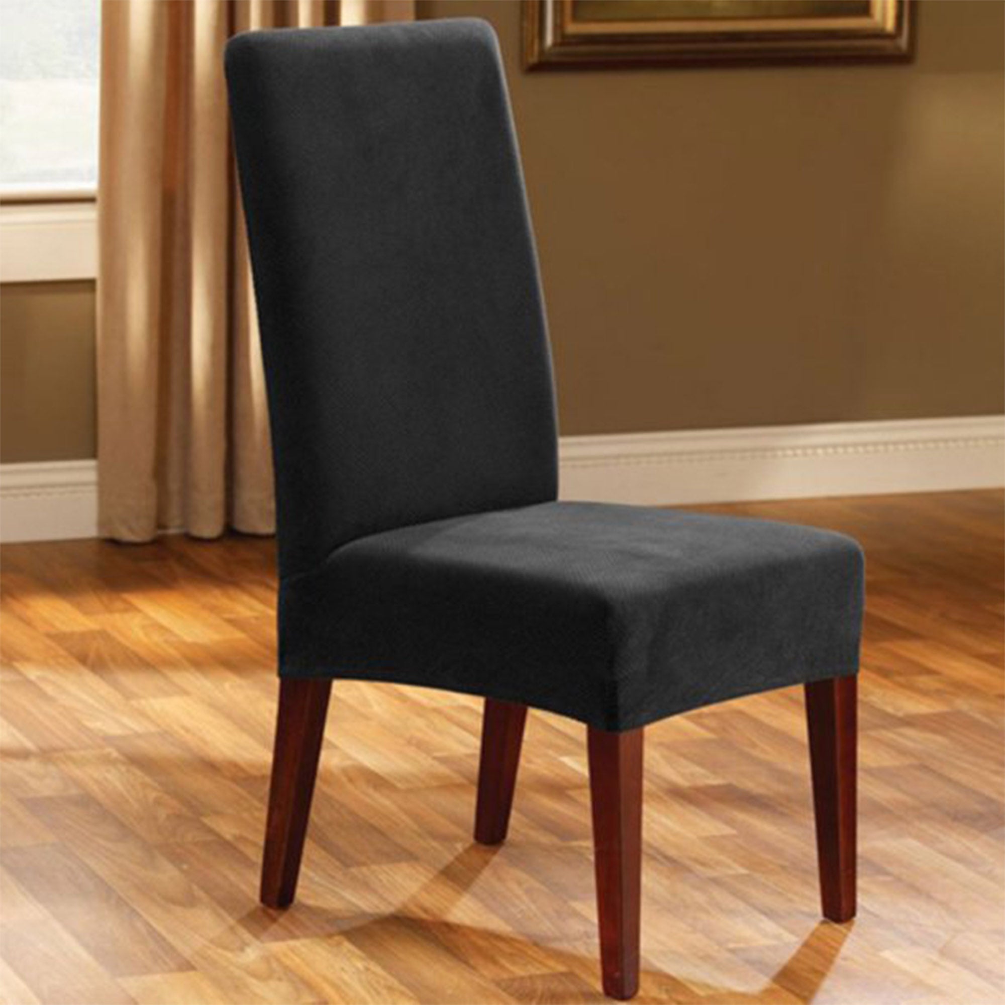 Dark Grey Full Back Solid Wood Dining Chair