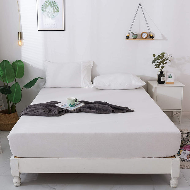 Fitted Cotton Jersey Custom Size BedSheet - White