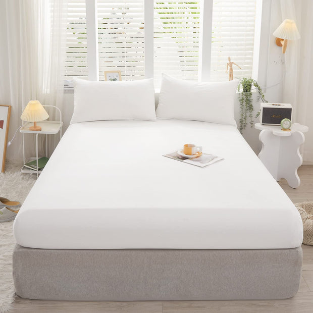 Fitted Cotton Jersey Custom Size BedSheet - White