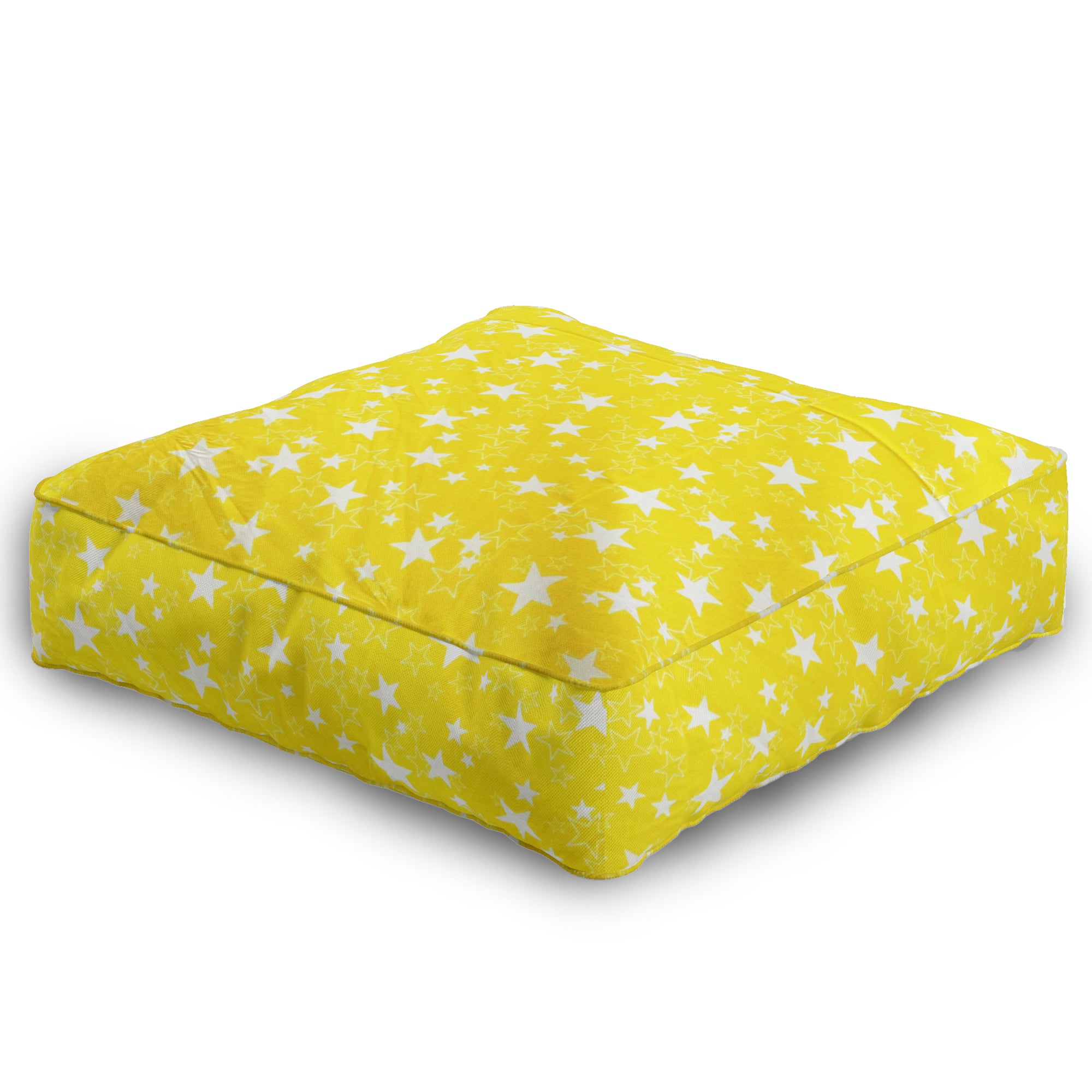 Coozly Zippered Foam Floor Cushions | Seat Cushions | Sofa Cushions with Removable Covers - Yellow Star